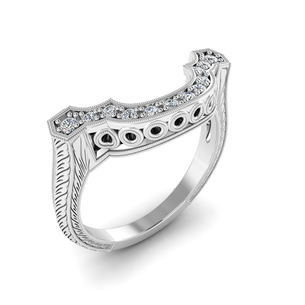 Gordon Clark Classic Diamond Guard Band with Mill Graining and Wheat Engraving