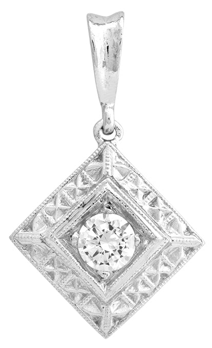 Art Deco Square Milgrain Diamond Pendant by Gordon Clark