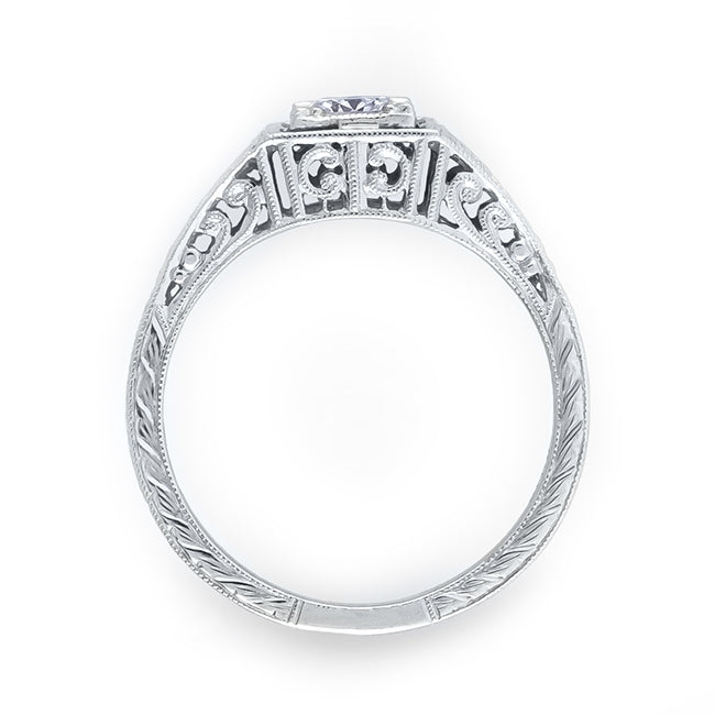 Antique Inspired Mill Grain Diamond Engagement Ring by Jolie Designs