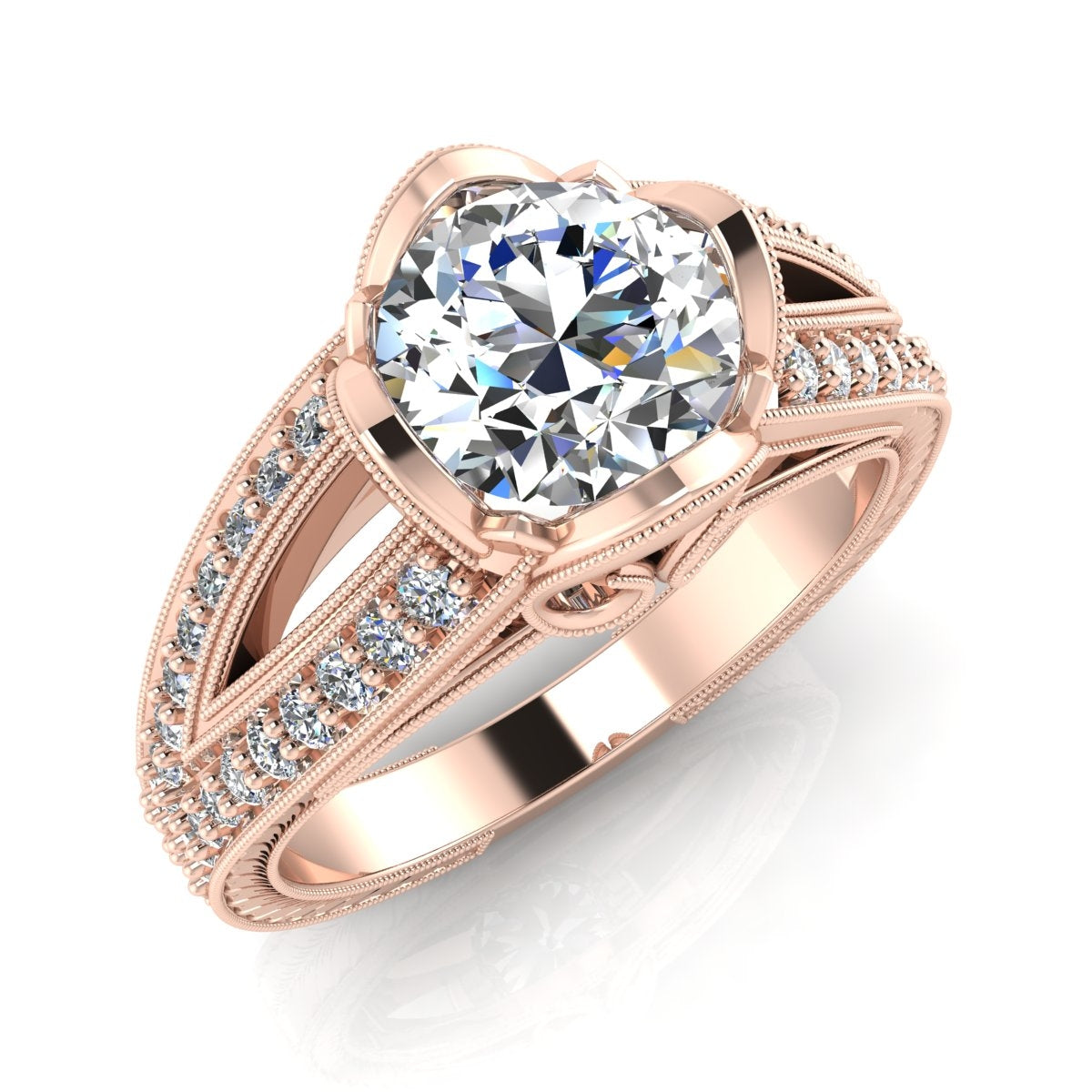 Gordon Clark Inspired Flower Petal Diamond Engagement Ring by Jolie Designs