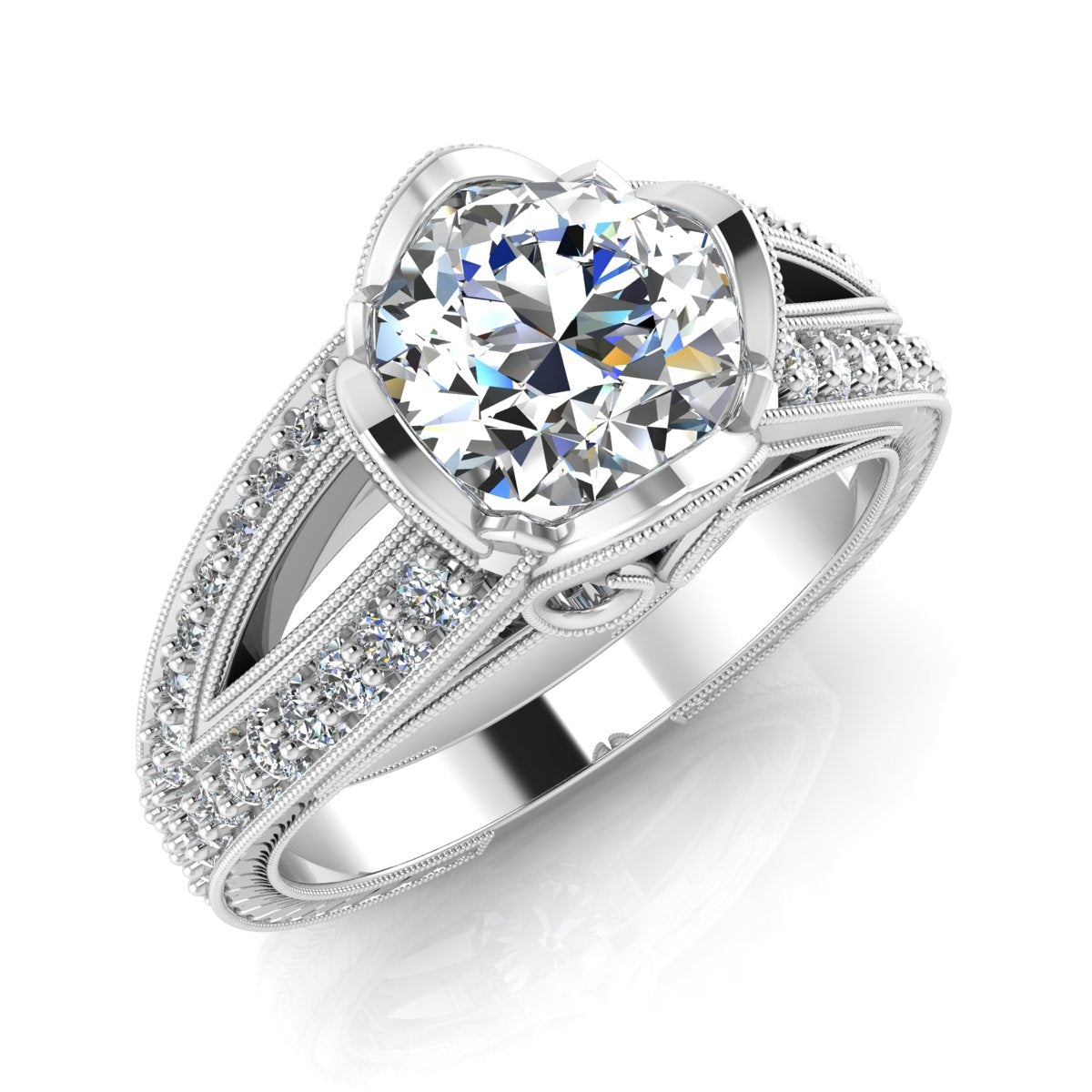 Gordon Clark Inspired Flower Petal Diamond Engagement Ring by Jolie Designs