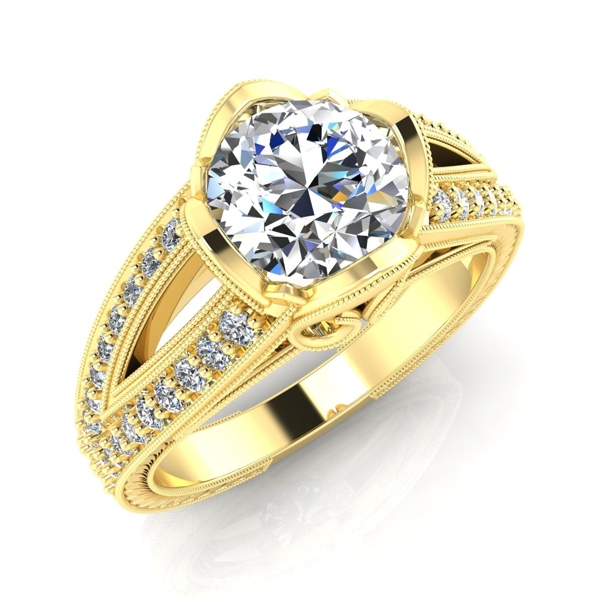 Gordon Clark Inspired Flower Petal Diamond Engagement Ring by Jolie Designs