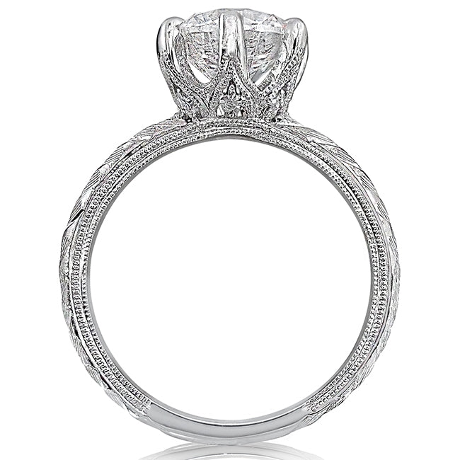 Antique Inspired Hand Engraved Diamond Solitaire Engagement Ring by Jolie Designs