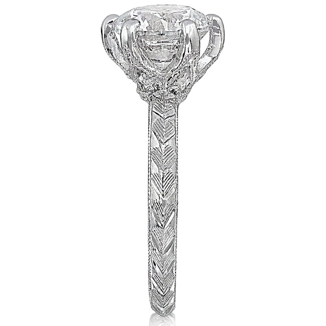 Antique Inspired Hand Engraved Diamond Solitaire Engagement Ring by Jolie Designs