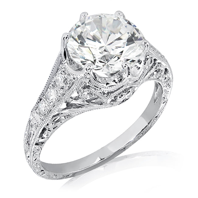 Antique Inspired Milgrain Diamond Engagement Ring by Gordon Clark