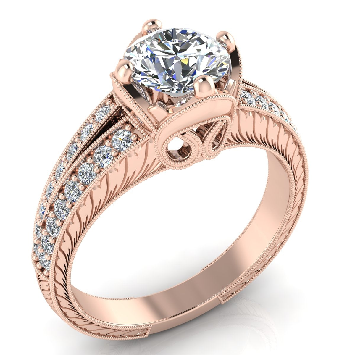 Gordon Clark Classic Flower Petal Head Diamond Engagement Ring by Jolie Designs
