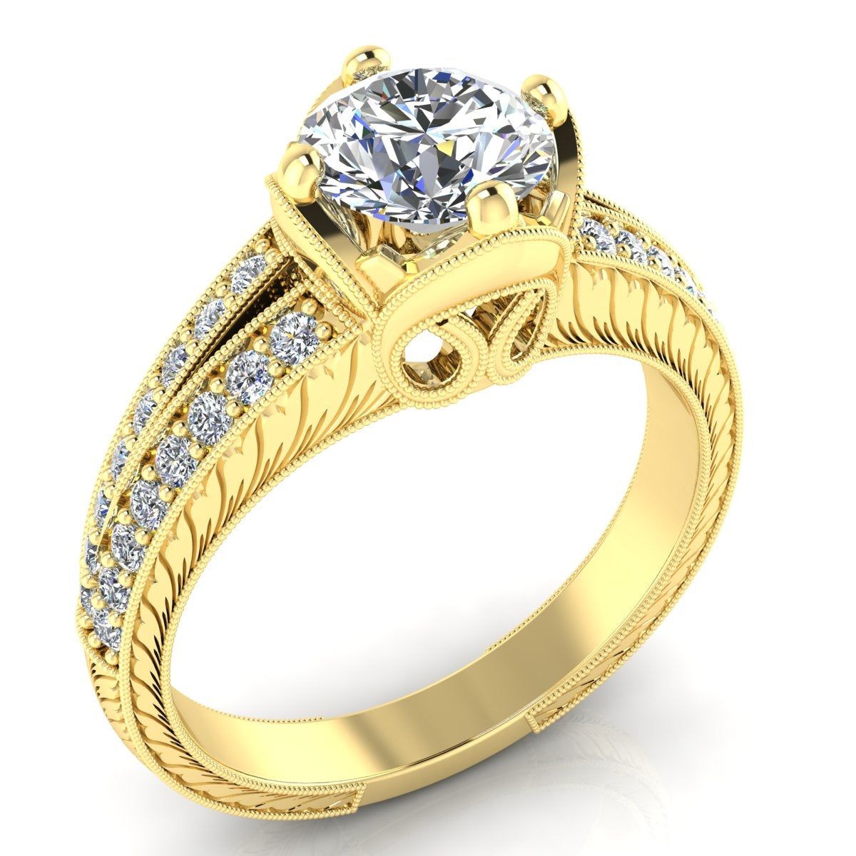 Gordon Clark Classic Flower Petal Head Diamond Engagement Ring by Jolie Designs