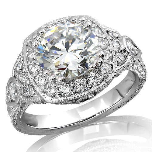 Antique Inspired Milgrain Diamond Engagement Ring by Gordon Clark for Jolie Designs