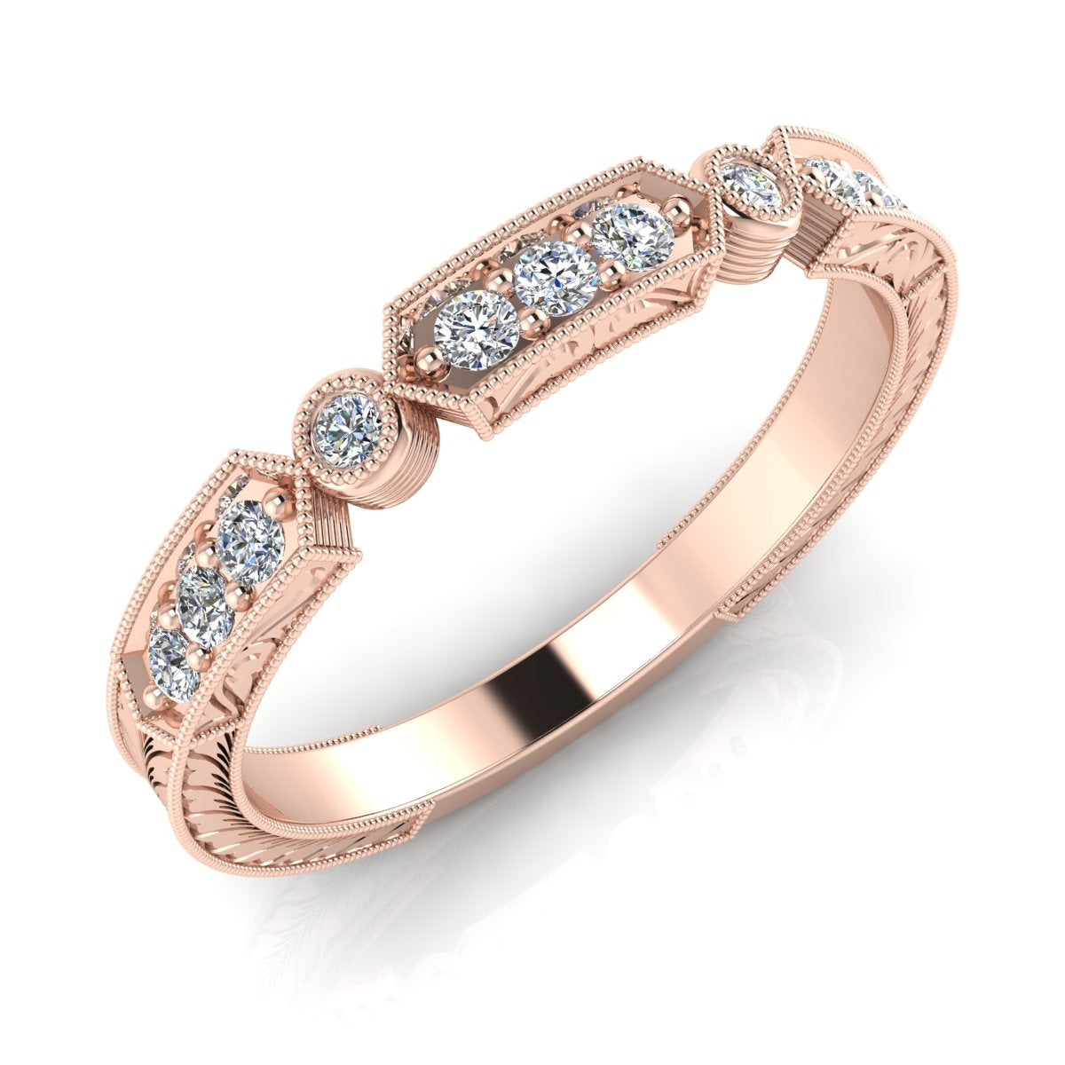 Gordon Clark Engraved Half-Way Bezel Diamond Band by Jolie Designs
