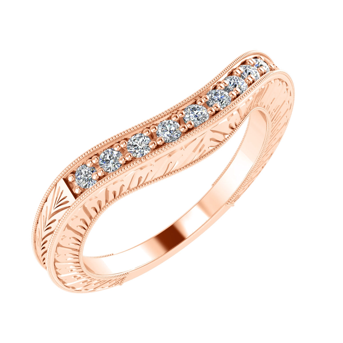 Antique Inspired Diamond Curved Guard Band by Gordon Clark