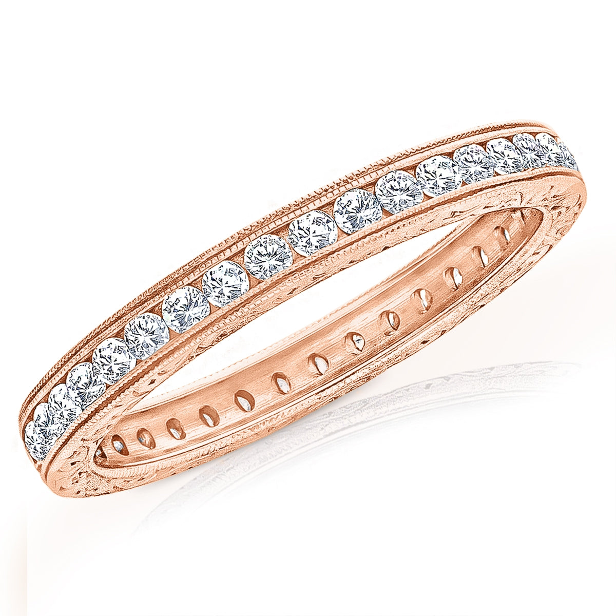 Gordon Clark Engraved Pave and Channel Set Diamond Band by Jolie Designs