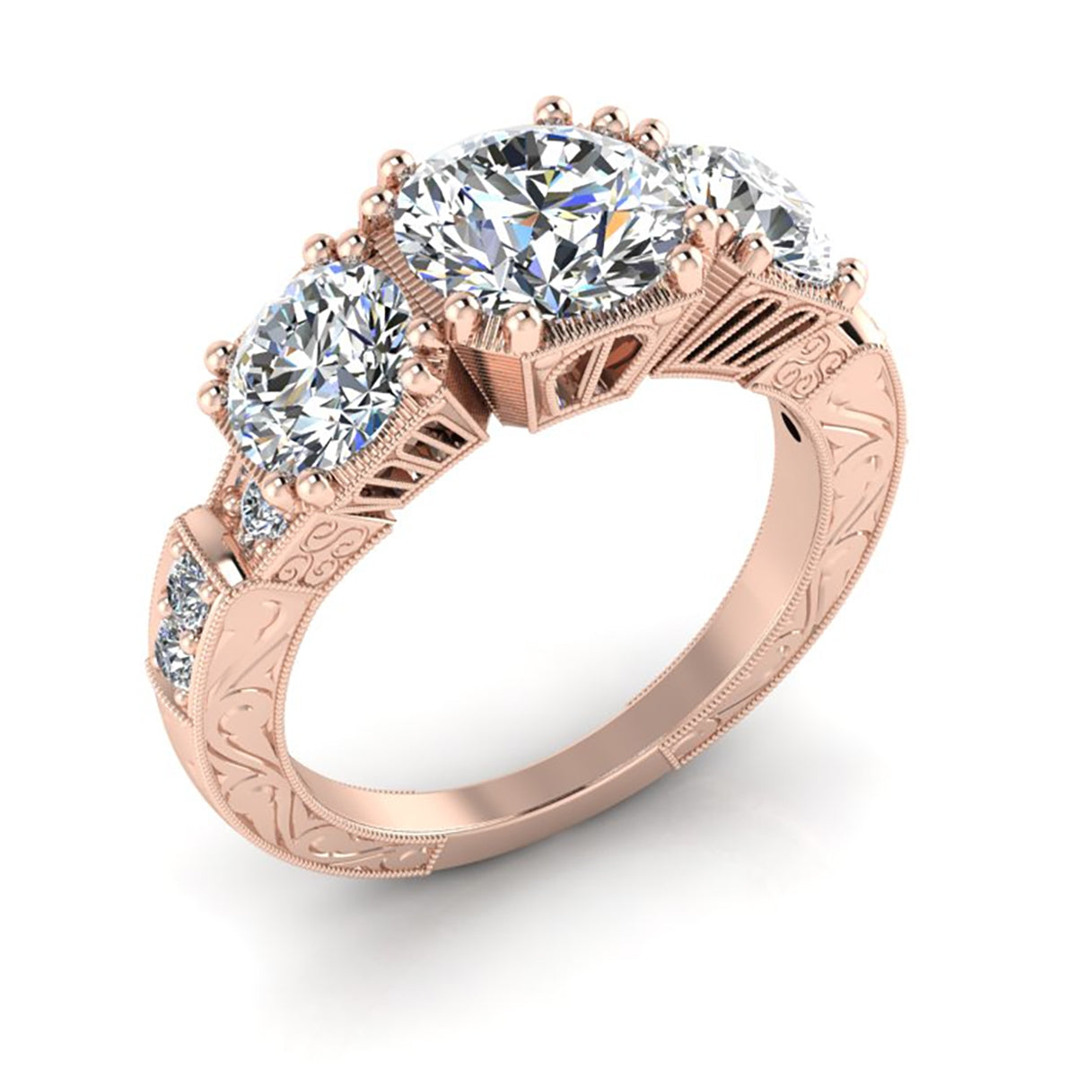 Vintage Petite Antique Style Three Stone Diamond Ring by Jolie Designs