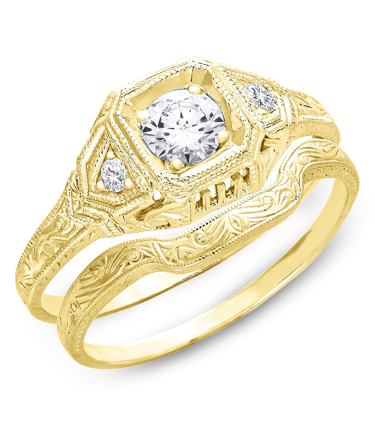 Vintage Art Deco Inspired Petite Diamond Engagement Ring by Jolie Designs