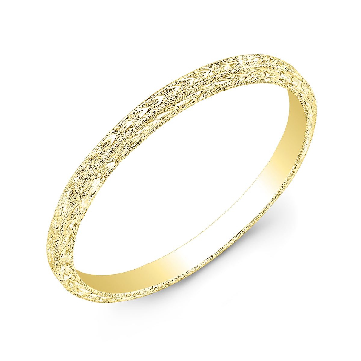 White Gold Wheat Pattern Hand Engraved Eternity Band by Jolie Designs