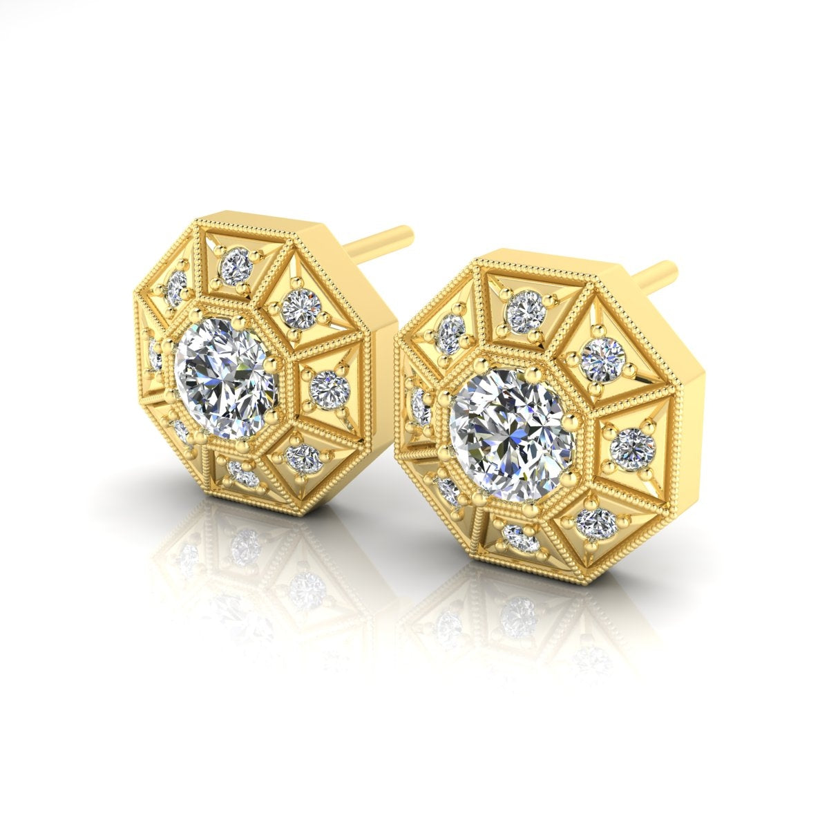 Octagon Milgrain Customizable Earrings by Jolie Designs