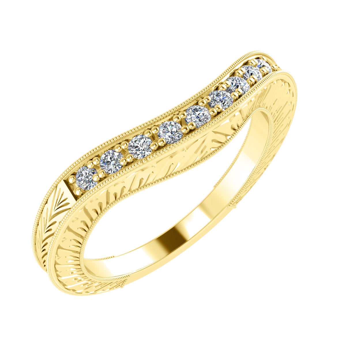 Antique Inspired Diamond Curved Guard Band by Gordon Clark