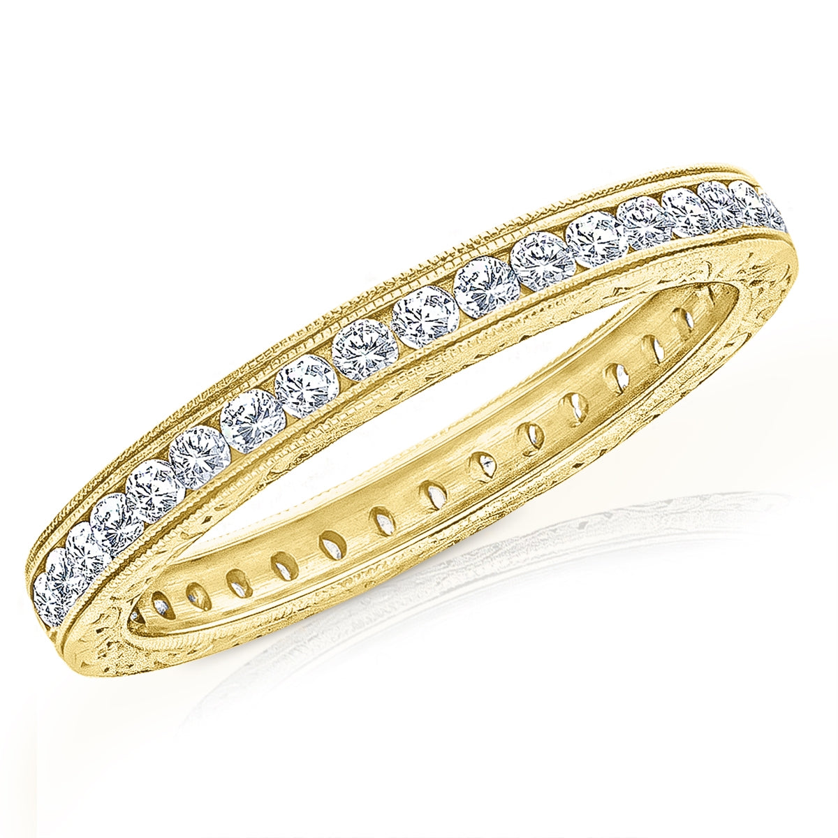 Gordon Clark Engraved Pave and Channel Set Diamond Band by Jolie Designs
