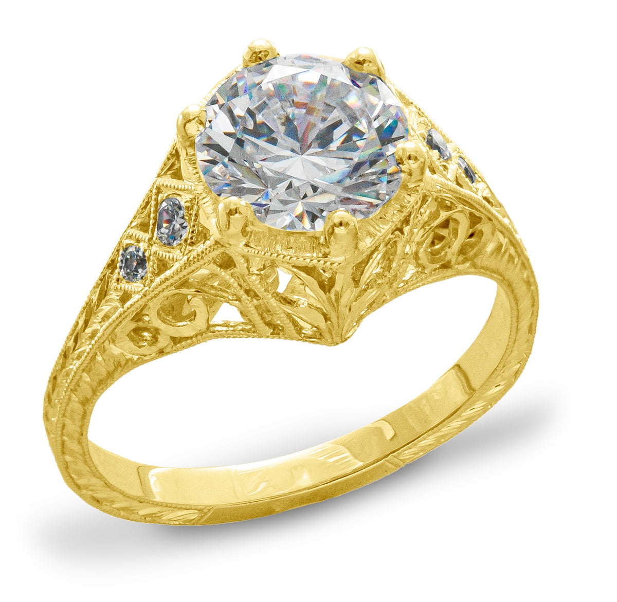 Gordon Clark 8mm Vintage Inspired Diamond Engagement Ring by Jolie Designs
