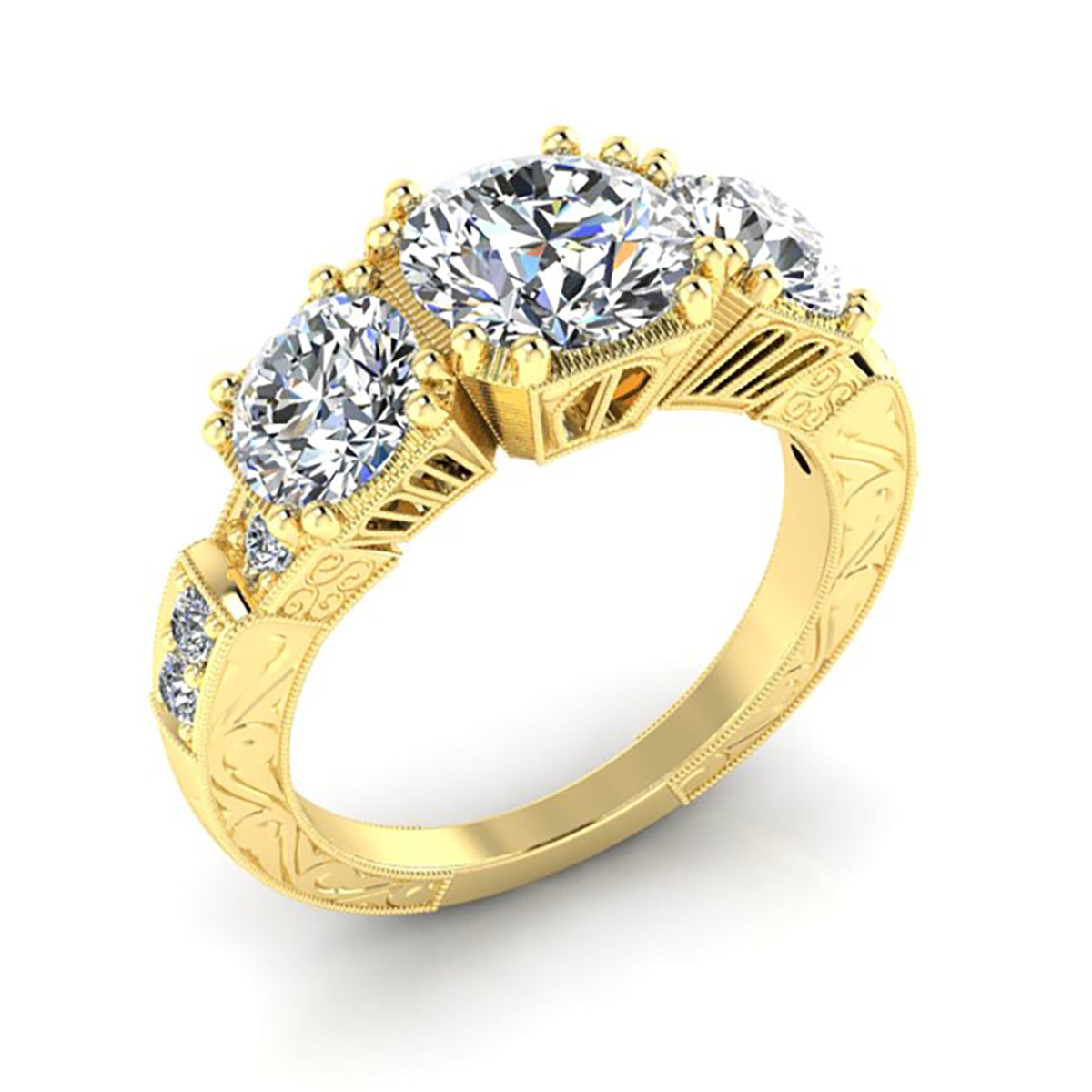 Vintage Petite Antique Style Three Stone Diamond Ring by Jolie Designs