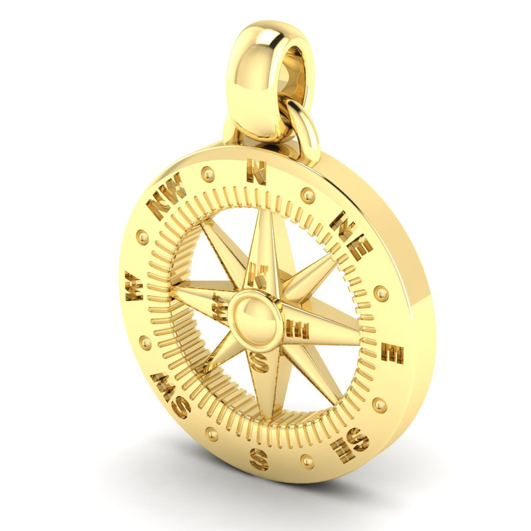 Custom 18K Gold Compass Pendant Design by Jolie Designs