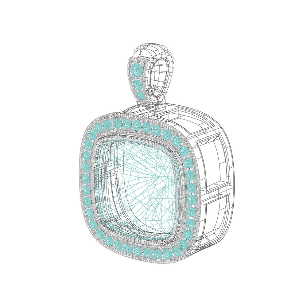Custom Designed Ruby and Diamond Petite Square Pendant by Jolie Designs