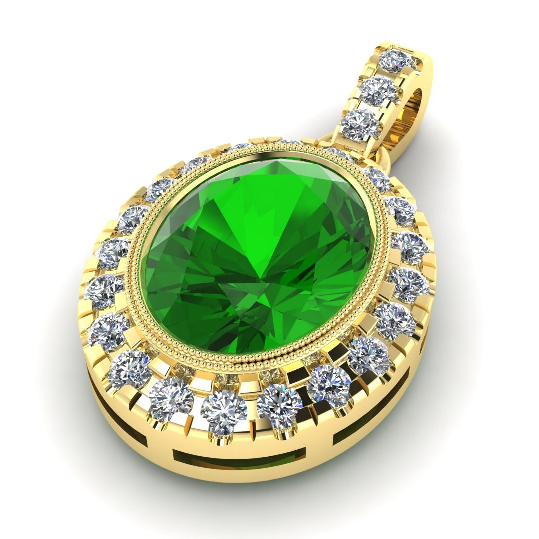Custom Designed Tsavorite and Diamond Pendant in 18K Gold by Jolie Designs