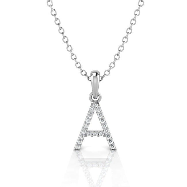 Letter A Pendant Necklace in Gold - H: 8.90mm x W: 7.60mm | Jolie Designs