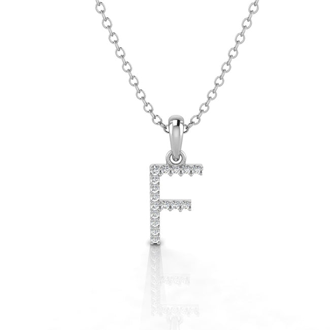 Letter F Initial Charm Pendant in Sterling Silver by Jolie Designs