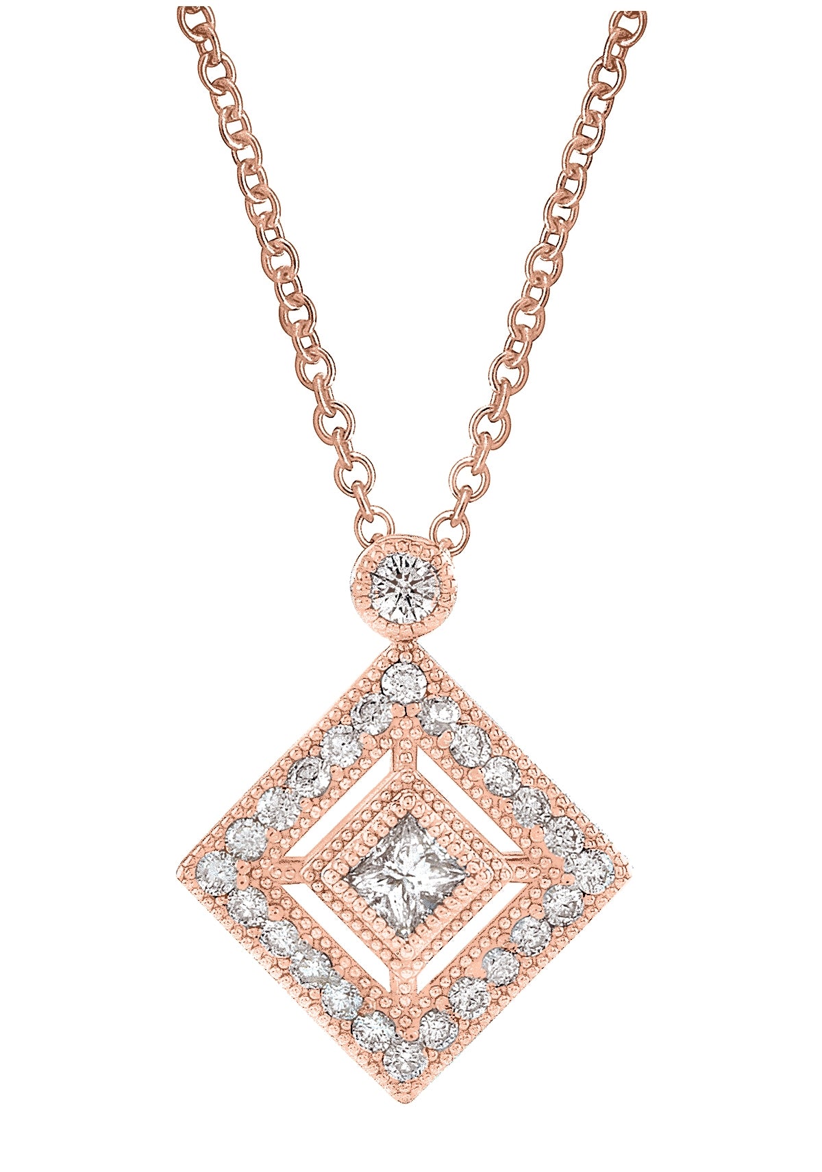 Diamond Milgrain Square Pendant by Jolie Designs