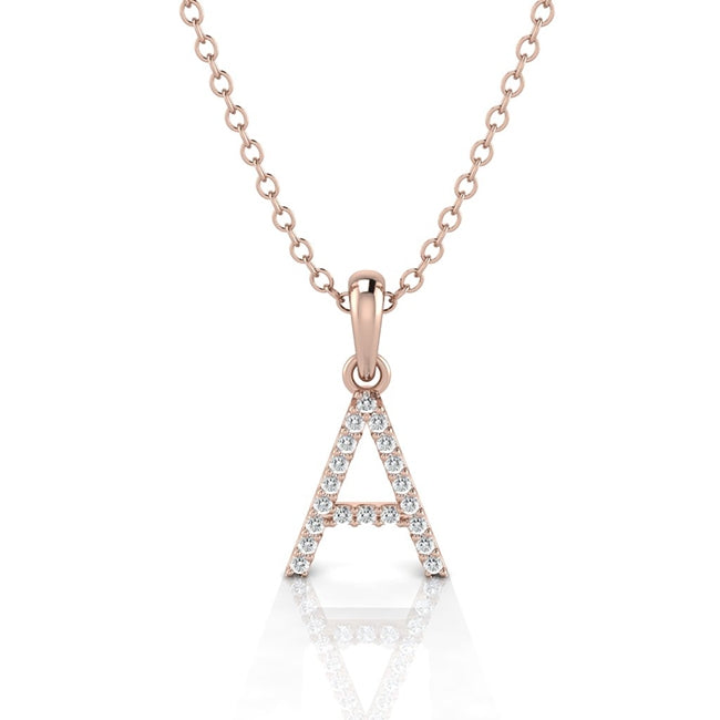 Letter A Pendant Necklace in Gold - H: 8.90mm x W: 7.60mm | Jolie Designs