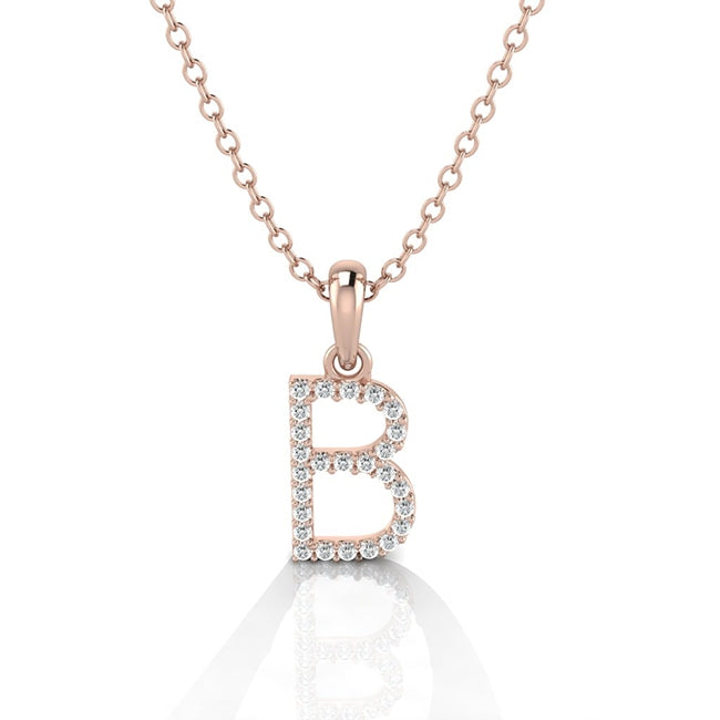14K Yellow Gold Initial B Pendant Necklace by Jolie Designs