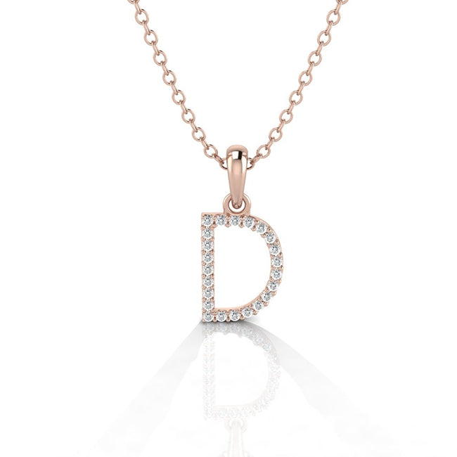 14K Gold Dainty Initial Letter D Pendant by Jolie Designs