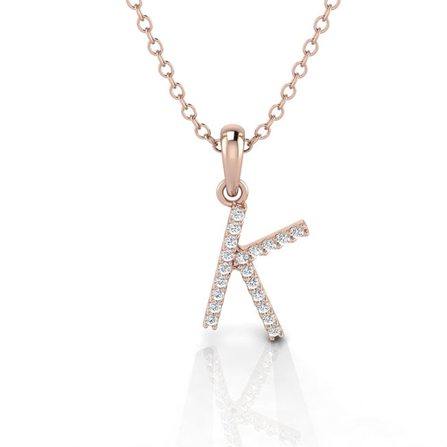 Gold Initial Letter K Pendant Necklace by Jolie Designs