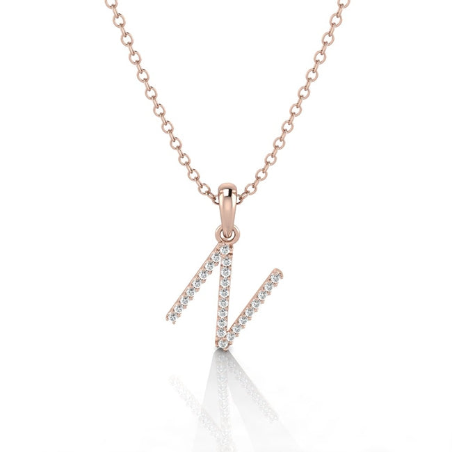 14K Yellow Gold Initial Letter N Pendant by Jolie Designs