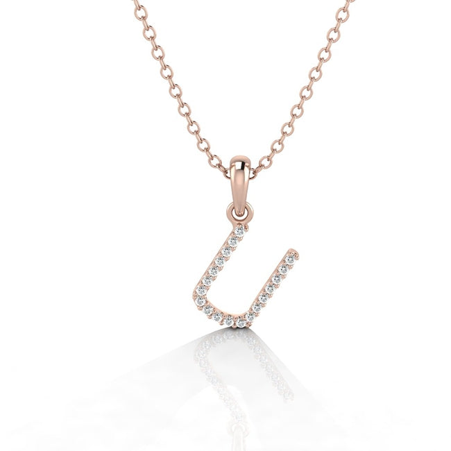 Letter U Initial Pendant Necklace in Gold by Jolie Designs
