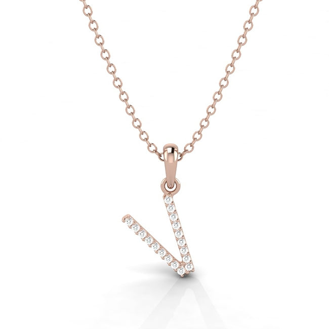 Letter V Pendant Charm in 14K Gold by Jolie Designs