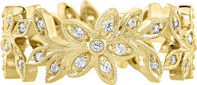 Micro Pave Diamond Floral Wedding Band by Jolie Designs