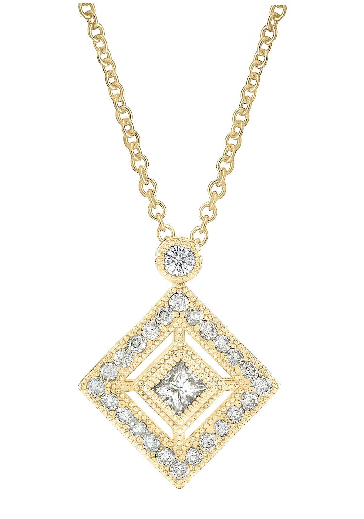 Diamond Milgrain Square Pendant by Jolie Designs