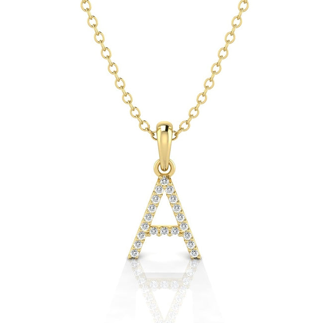Letter A Pendant Necklace in Gold - H: 8.90mm x W: 7.60mm | Jolie Designs