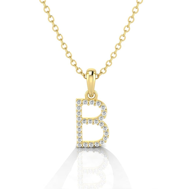 14K Yellow Gold Initial B Pendant Necklace by Jolie Designs