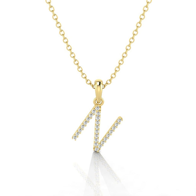 14K Yellow Gold Initial Letter N Pendant by Jolie Designs