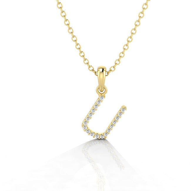 Letter U Initial Pendant Necklace in Gold by Jolie Designs