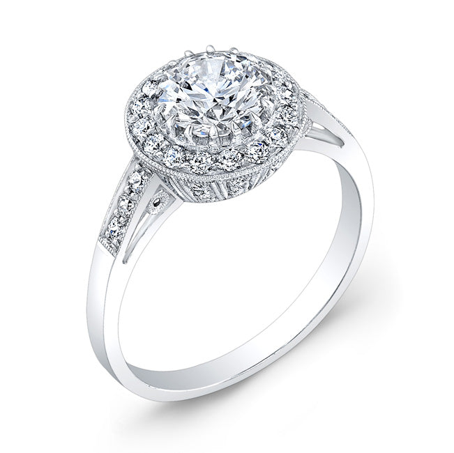 High Polished and Mill Grained Diamond Engagement Ring by Jolie Designs