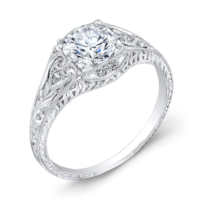 Antique Style Round Diamond Halo Engagement Ring by Jolie Designs (R034D)