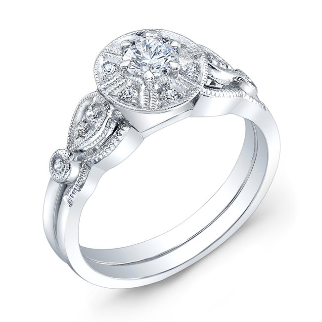 Diamond Engagement Ring with Fine Milgrain Edging by Jolie Designs