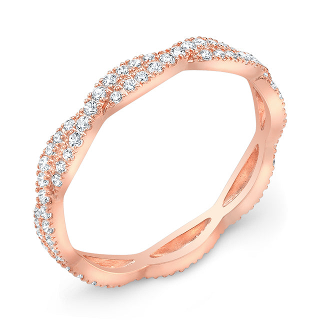 Stackable Diamond Twist Wedding Ring in Shared Prong Set | Jolie Designs