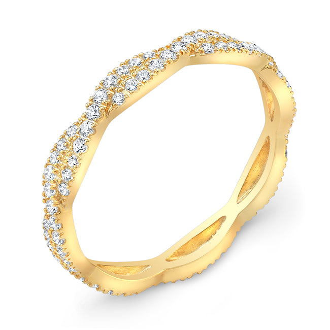 Stackable Diamond Twist Wedding Ring in Shared Prong Set | Jolie Designs