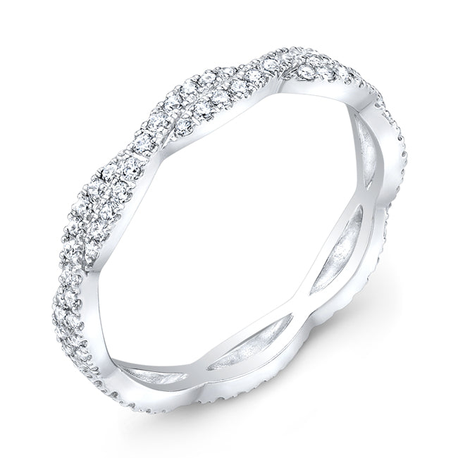 Stackable Diamond Twist Wedding Ring in Shared Prong Set | Jolie Designs
