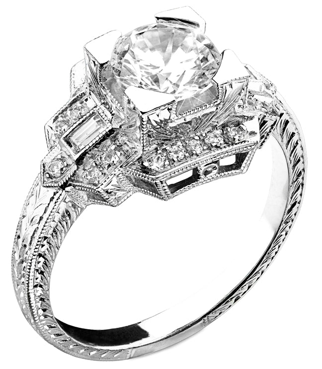 Jolie Designs Art Deco Style Diamond Engagement Ring - R105D