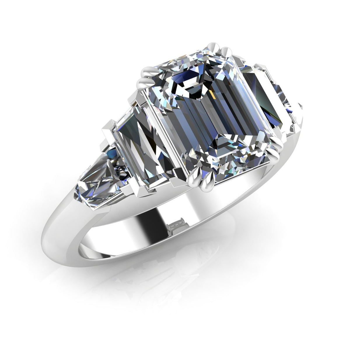 3-Stone Diamond Engagement Ring with Hand-Cut Scroll Gallery by Jolie Designs